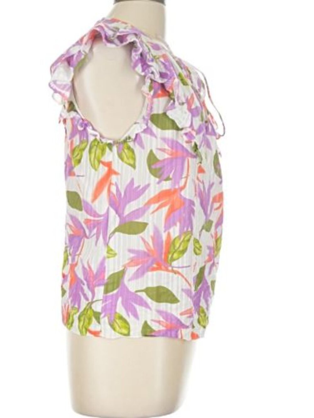 Ramy Brooks Orla Floral Top Large Multicolor Ruffle Sleeveless Blouse Cotton - Picture 5 of 10
